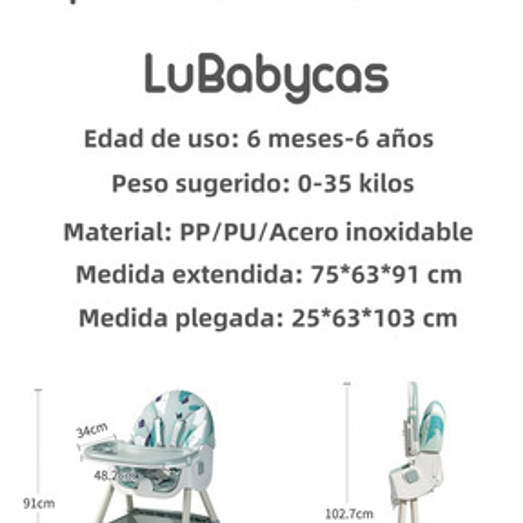 Silla De Comer Mecedora 2 En 1 Con Ruedas Rosada Lubabycas Color Rosa Rosa 6