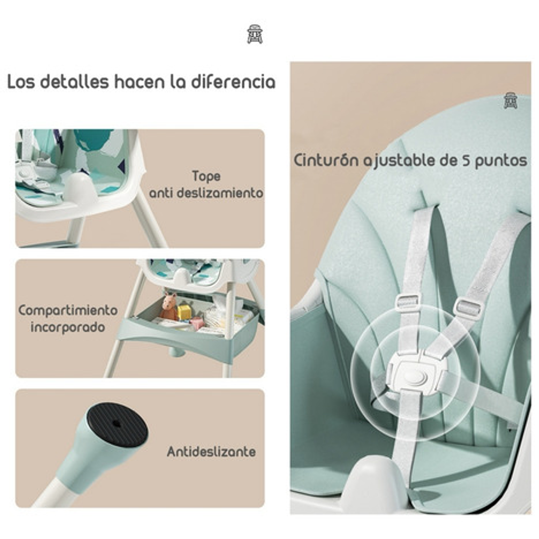 Silla De Comer Mecedora 2 En 1 Con Ruedas Rosada Lubabycas Color Rosa Rosa 7