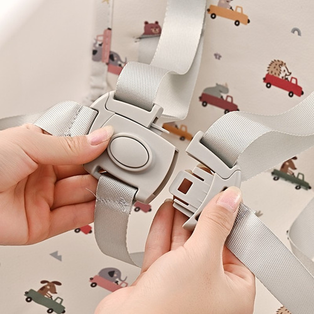 Silla De Comer Con Cinturón Y Ruedas Para Niños, 2 En 1 Color Celeste Moderno 4