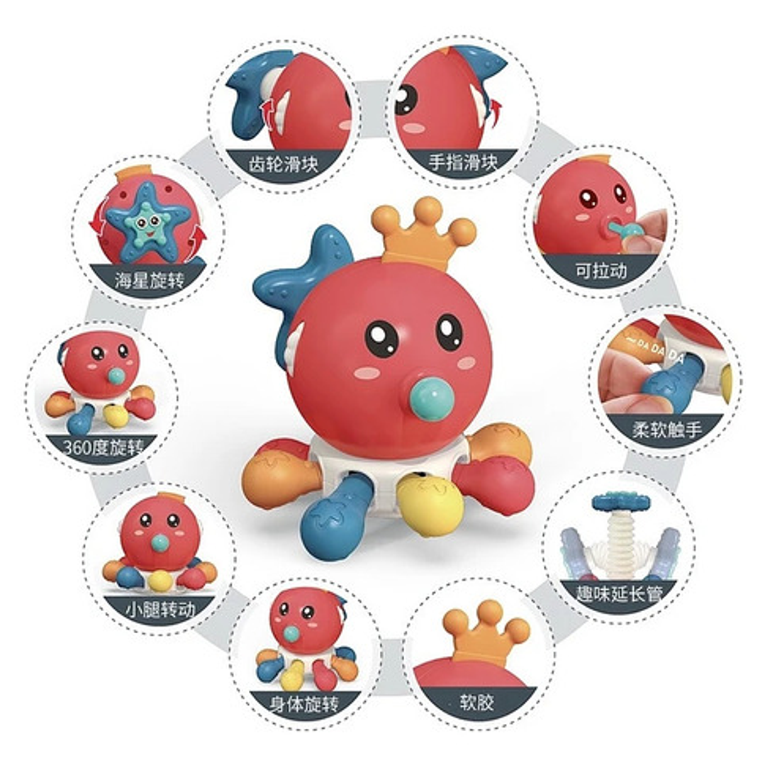 Juguete Pulpo Sensorial - Estimulación Temprana Para Bebés 5