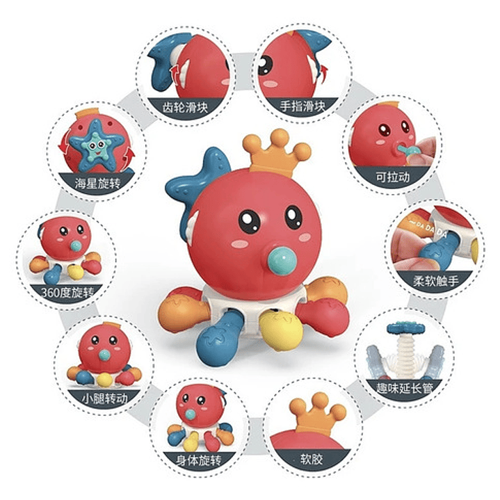 Juguete Pulpo Sensorial - Estimulación Temprana Para Bebés 5