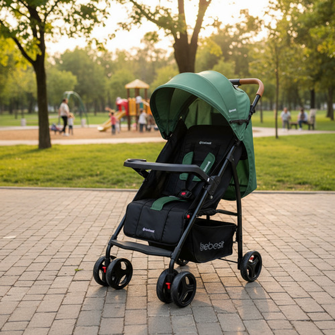 Coche Bebe Travel System Summer Reclinable Color Verde 3