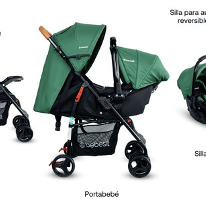 Coche Bebe Travel System Summer Reclinable Color Verde 4