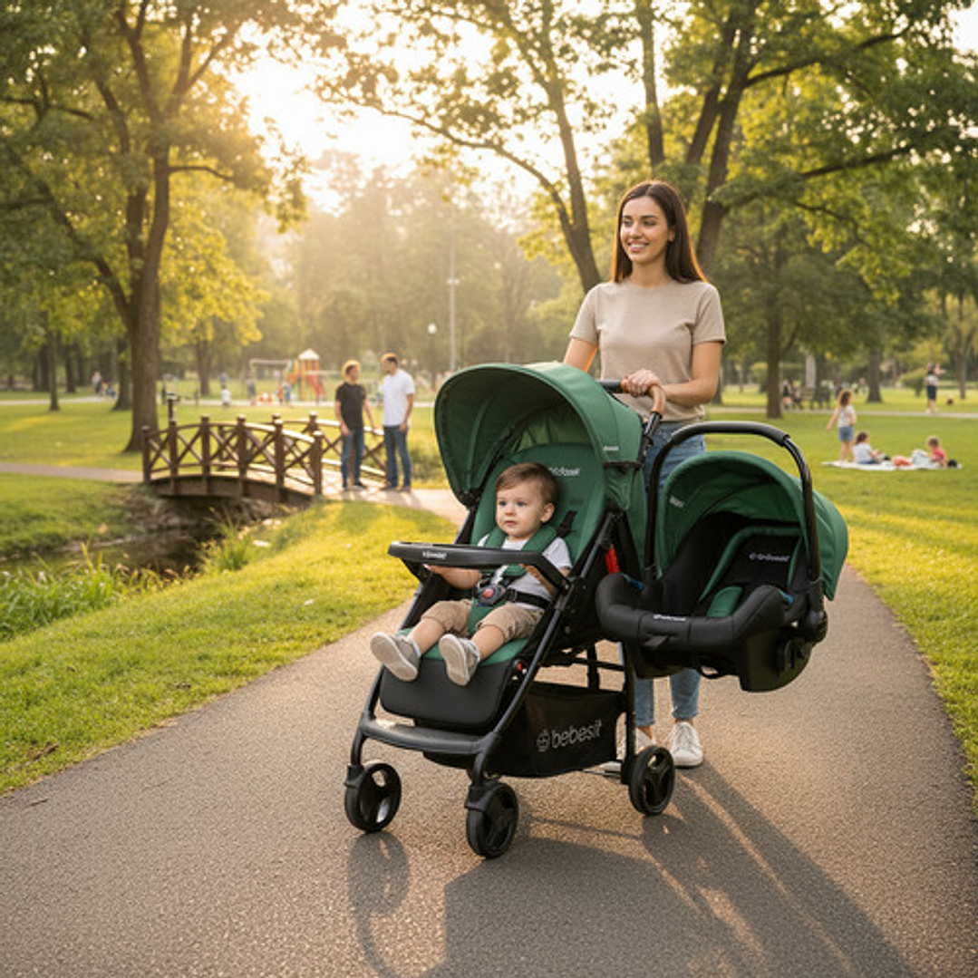 Coche Bebe Travel System Summer Reclinable Color Verde 5