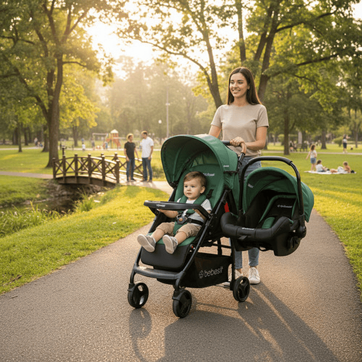 Coche Bebe Travel System Summer Reclinable Color Verde 5