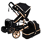 Kitcissl Coche Bebe Plegable Silla De Paseo 25 Kg, Carrito Bebe Vista Alta Ajustable Coche Bebe Silla Bebe Coche, Cochecito De Bebe 3 En 1 Con Canasta De Bebé (negro) - Miniatura 1