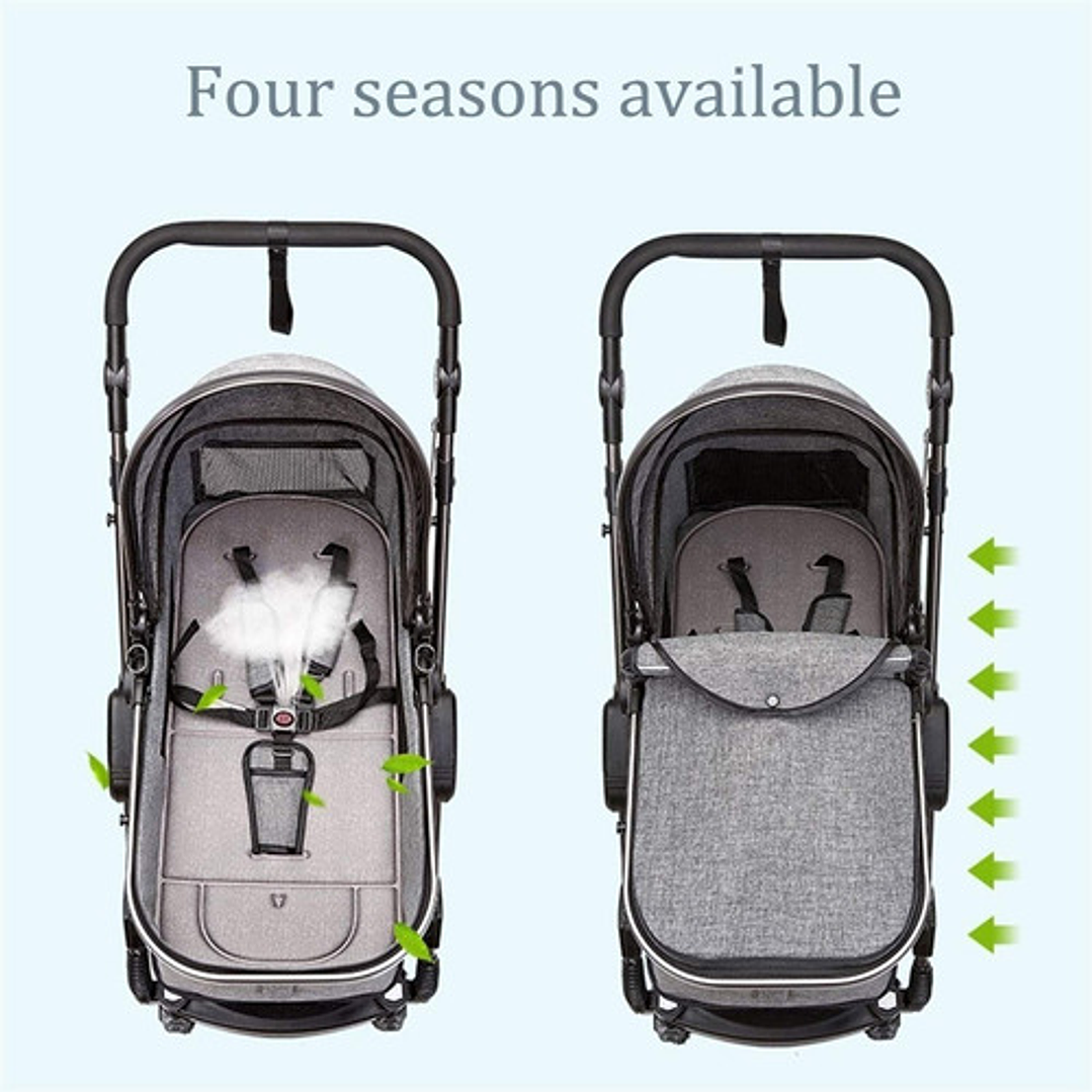 Kitcissl Coche Bebe Plegable Silla De Paseo 25 Kg, Carrito Bebe Vista Alta Ajustable Coche Bebe Silla Bebe Coche, Cochecito De Bebe 3 En 1 Con Canasta De Bebé (negro) 3