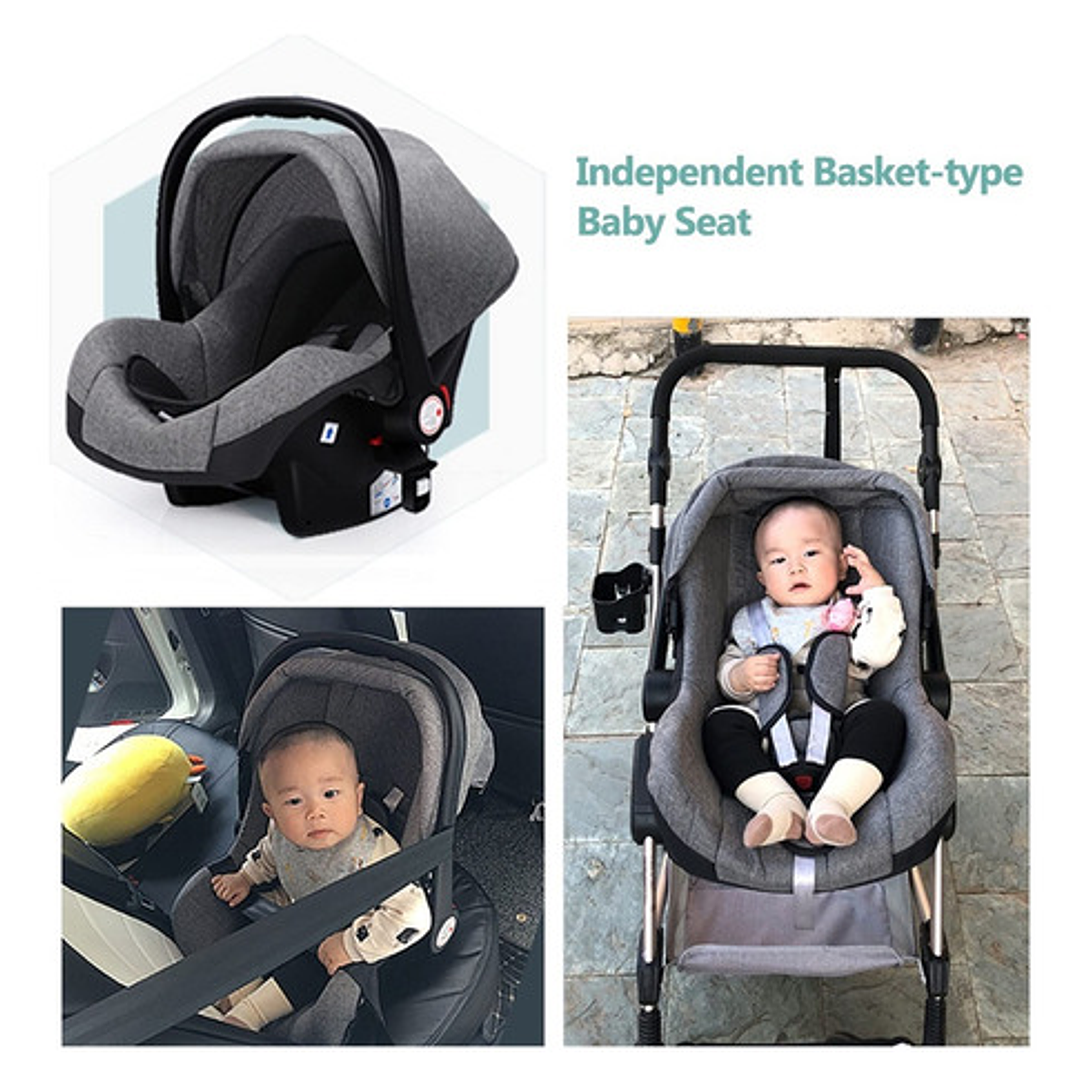 Kitcissl Coche Bebe Plegable Silla De Paseo 25 Kg, Carrito Bebe Vista Alta Ajustable Coche Bebe Silla Bebe Coche, Cochecito De Bebe 3 En 1 Con Canasta De Bebé (negro) 4