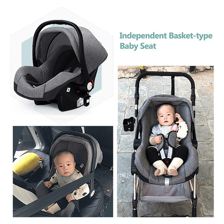 Kitcissl Coche Bebe Plegable Silla De Paseo 25 Kg, Carrito Bebe Vista Alta Ajustable Coche Bebe Silla Bebe Coche, Cochecito De Bebe 3 En 1 Con Canasta De Bebé (negro) 4