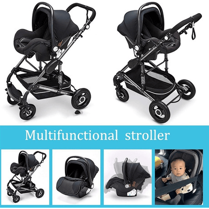 Kitcissl Coche Bebe Plegable Silla De Paseo 25 Kg, Carrito Bebe Vista Alta Ajustable Coche Bebe Silla Bebe Coche, Cochecito De Bebe 3 En 1 Con Canasta De Bebé (negro) 7
