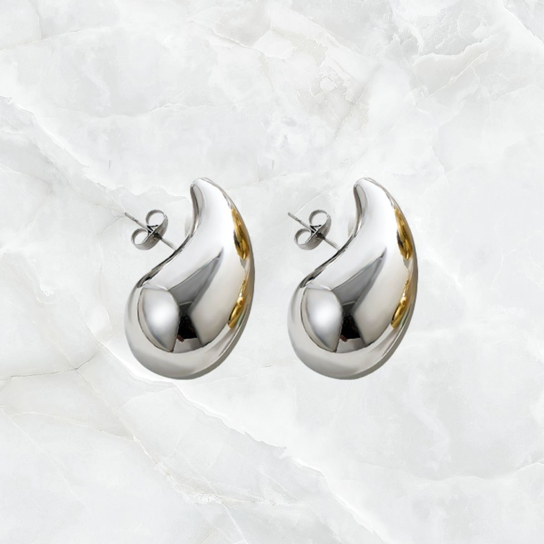 Topos gota plateados 3CM