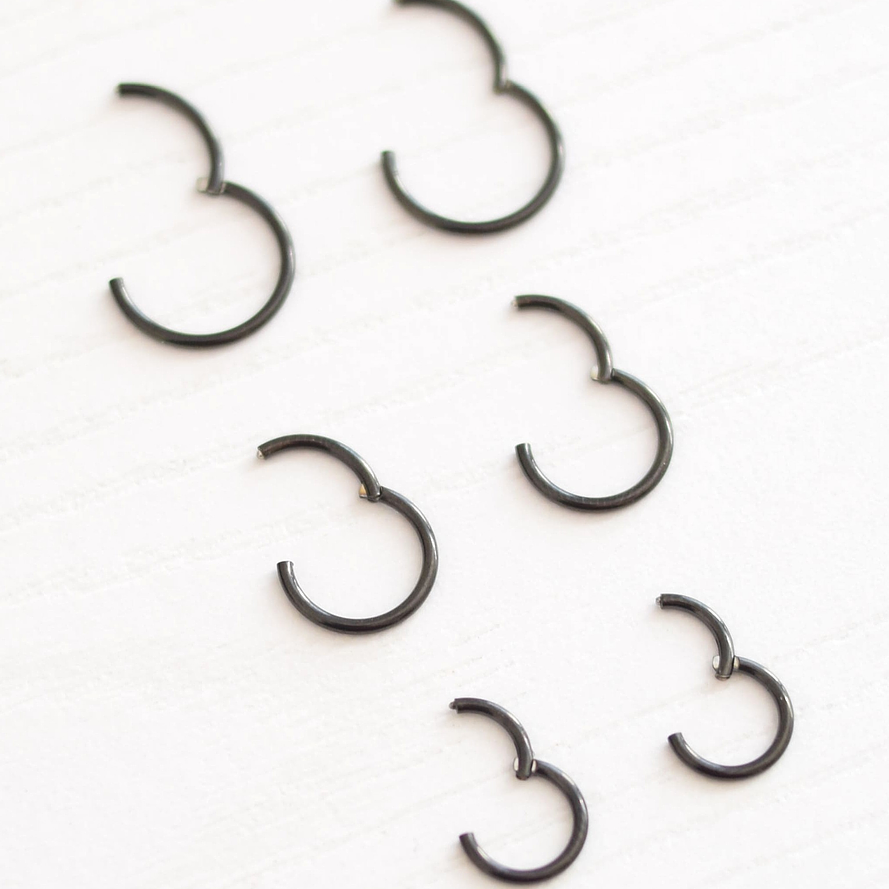 SET 3 PARES DE ARGOLLAS CLICKER NEGRAS 2