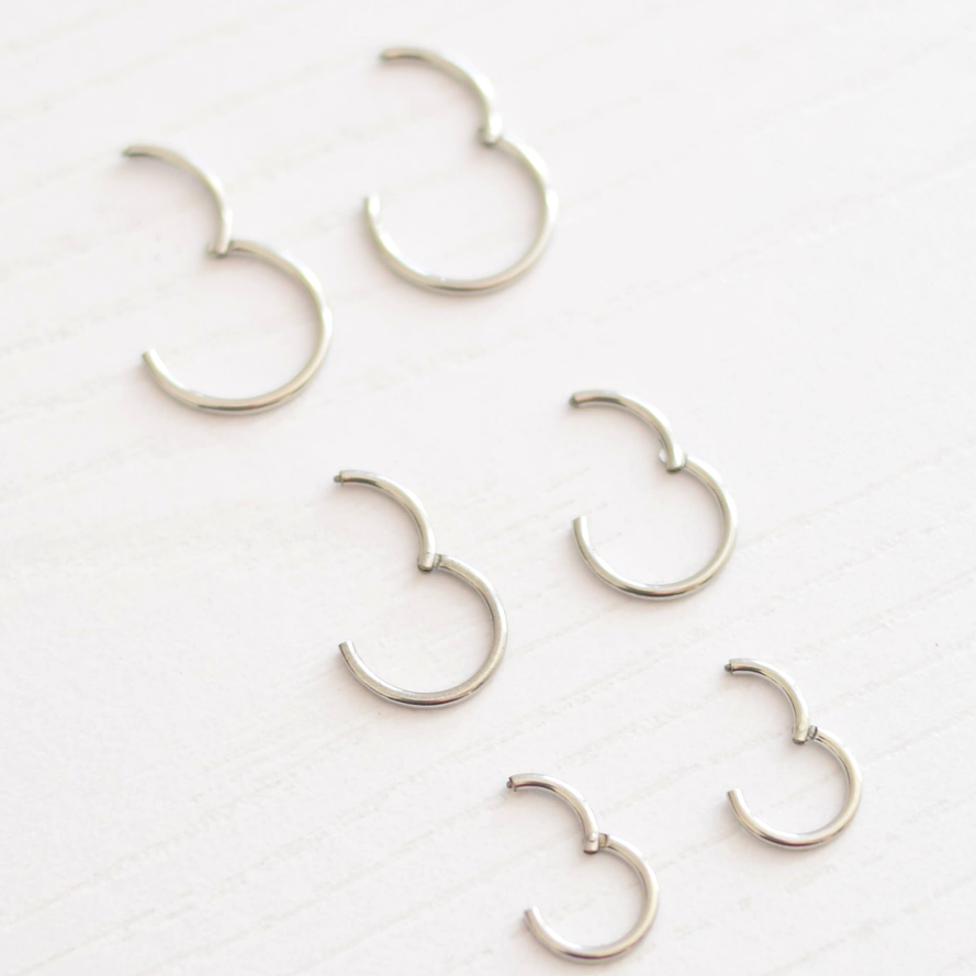 SET 3 PARES DE ARGOLLAS CLICKER PLATEADAS 2