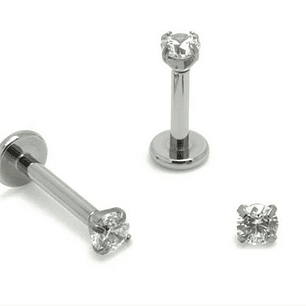 LABRET PLATEADO CIRCON