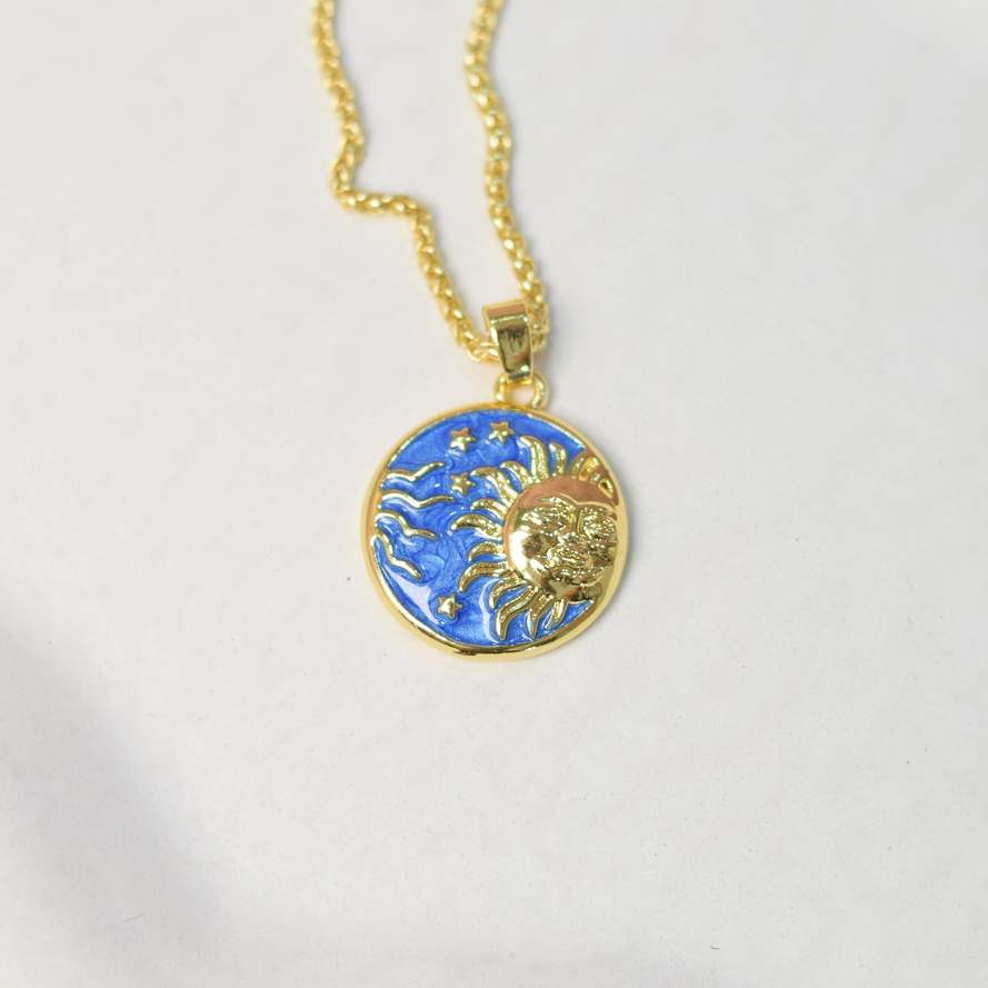 CADENA MEDALLA SOL AZUL