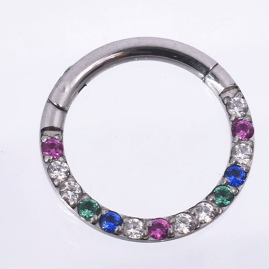 PIERCING ARGOLLA PLATEADA CIRCONES COLORES 