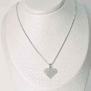 CADENA CORAZON PIXEL PLATEADO