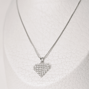 CADENA CORAZON PIXEL PLATEADO