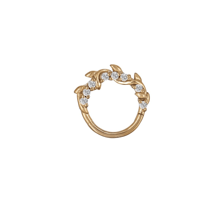 ARGOLLA CLICKER HOJITAS CIRCONES- ACERO 316L