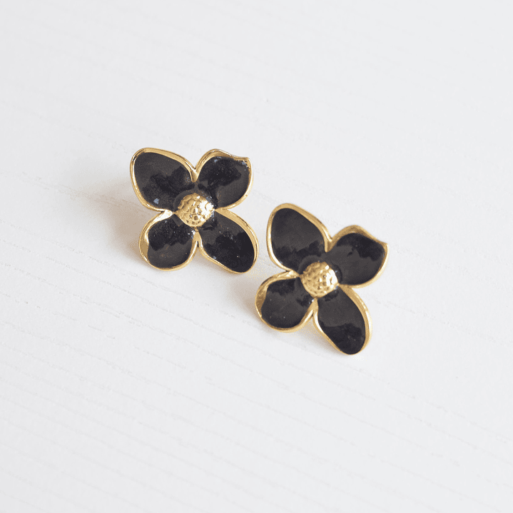 ARETES TOPO FLOR NEGRA