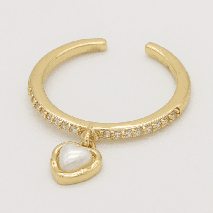 ANILLO CIRCONES CORAZON PERLA