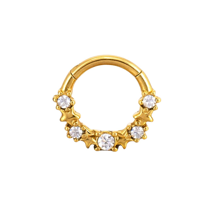 ARGOLLA CIRCONES ESTRELLAS - ACERO QUIRURGICO 316