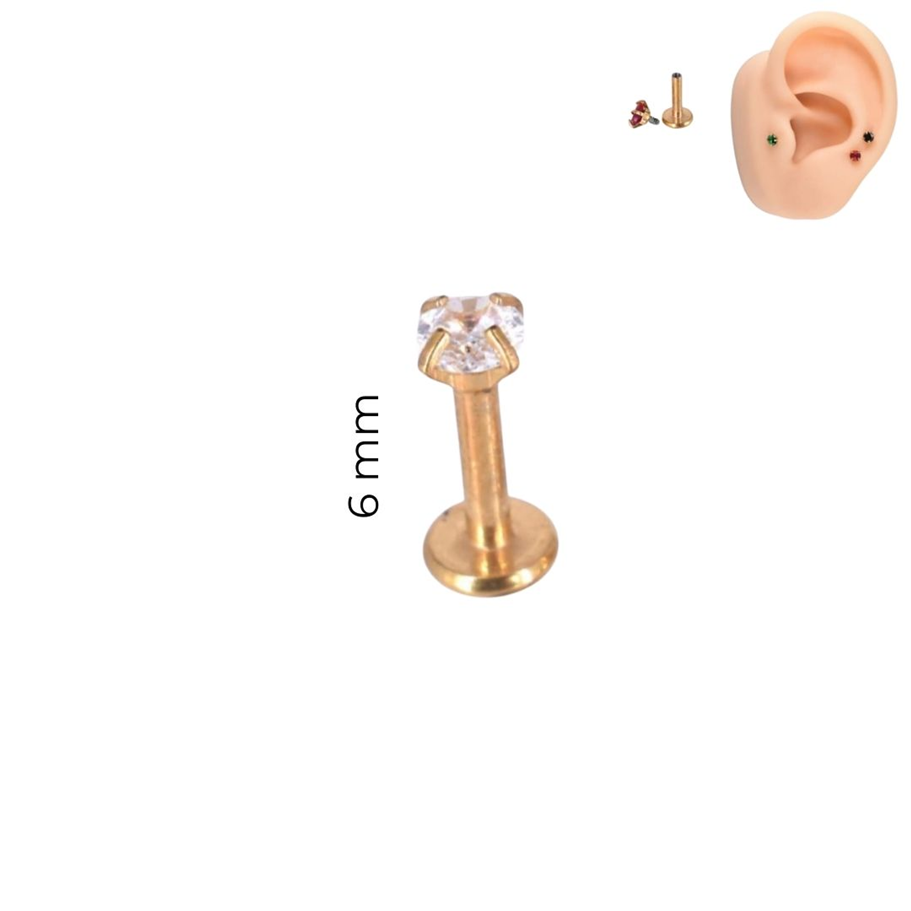 LABRET CIRCON 6MM - ACERO 316L
