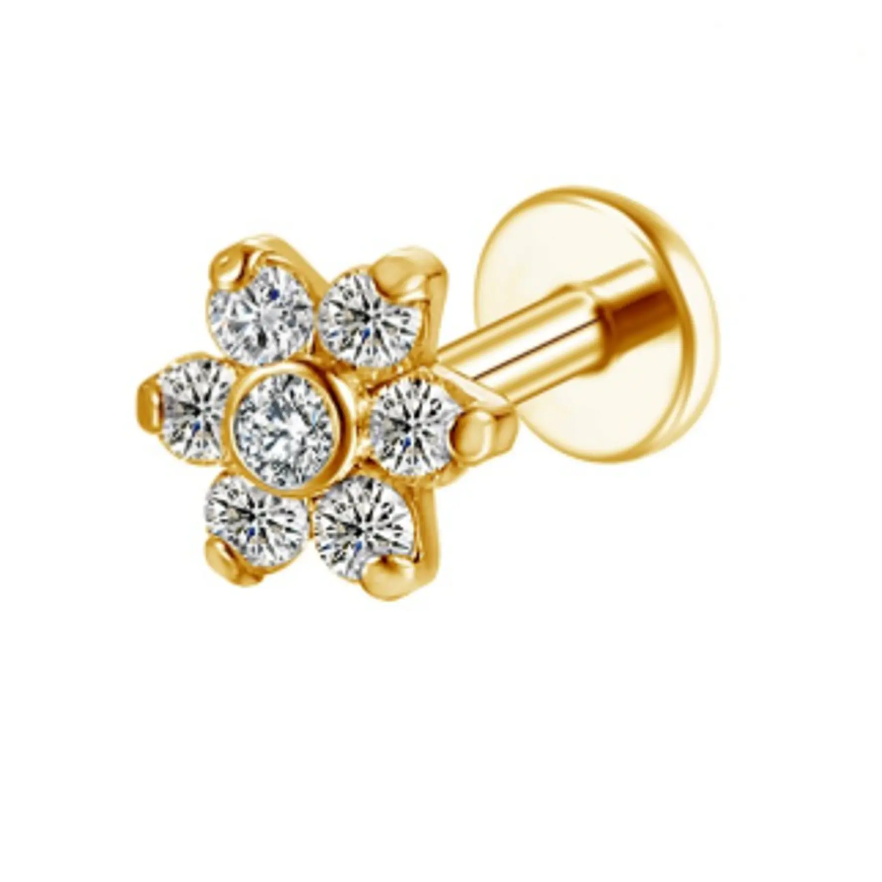 LABRET FLOR CIRCON - ACERO 316L