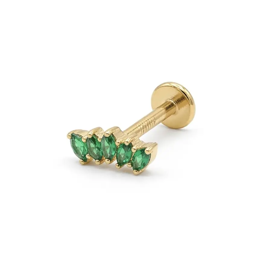 LABRET CIRCONES VERDE - ACERO 316L