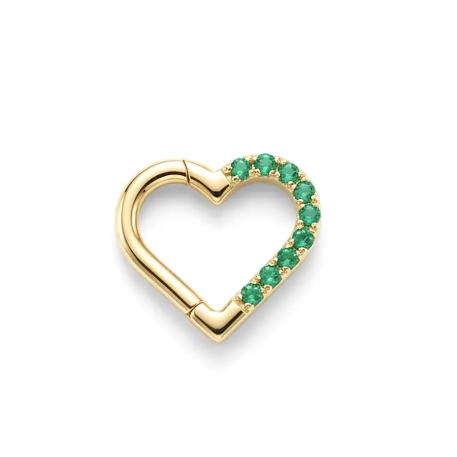 ARGOLLA CORAZON CON CIRCONES VERDES