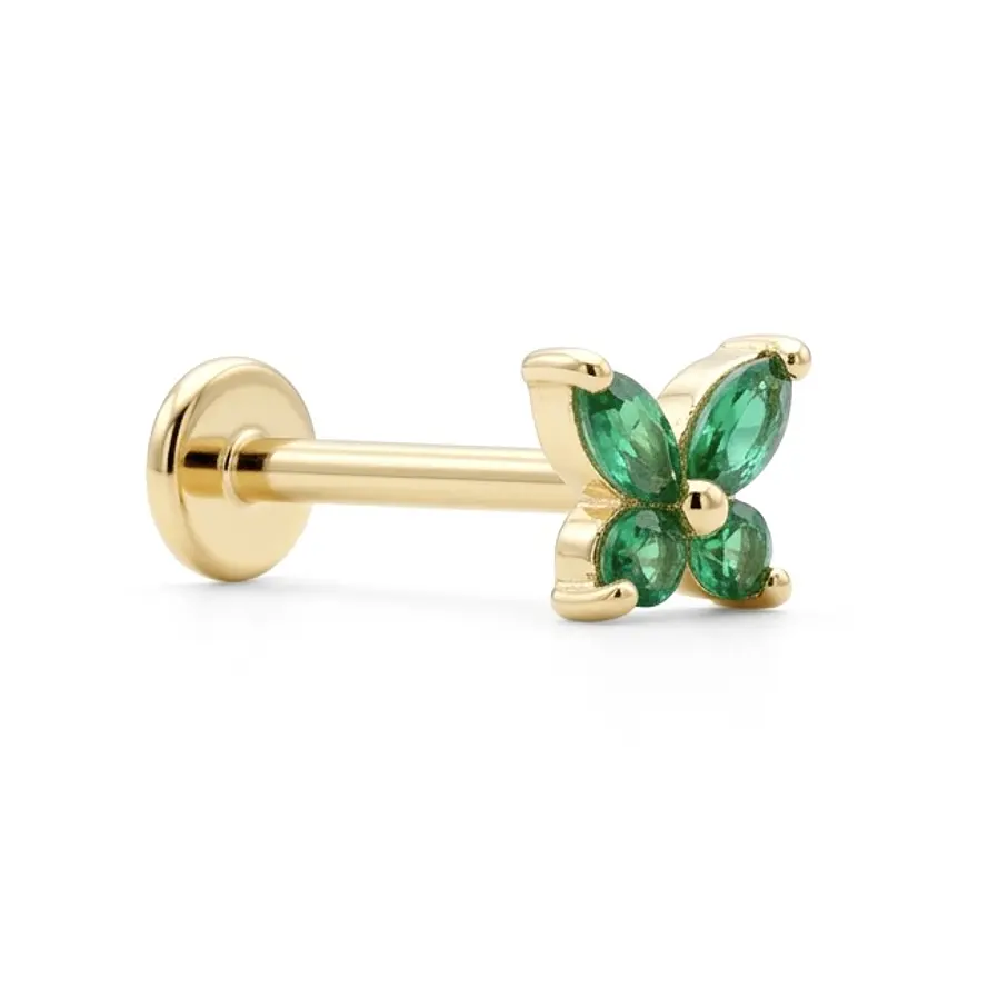 LABRET MARIPOSA CIRCONES VERDES