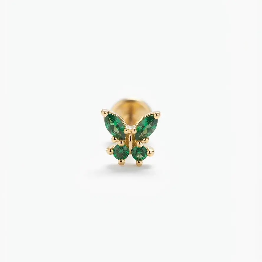 LABRET MARIPOSA CIRCONES VERDES