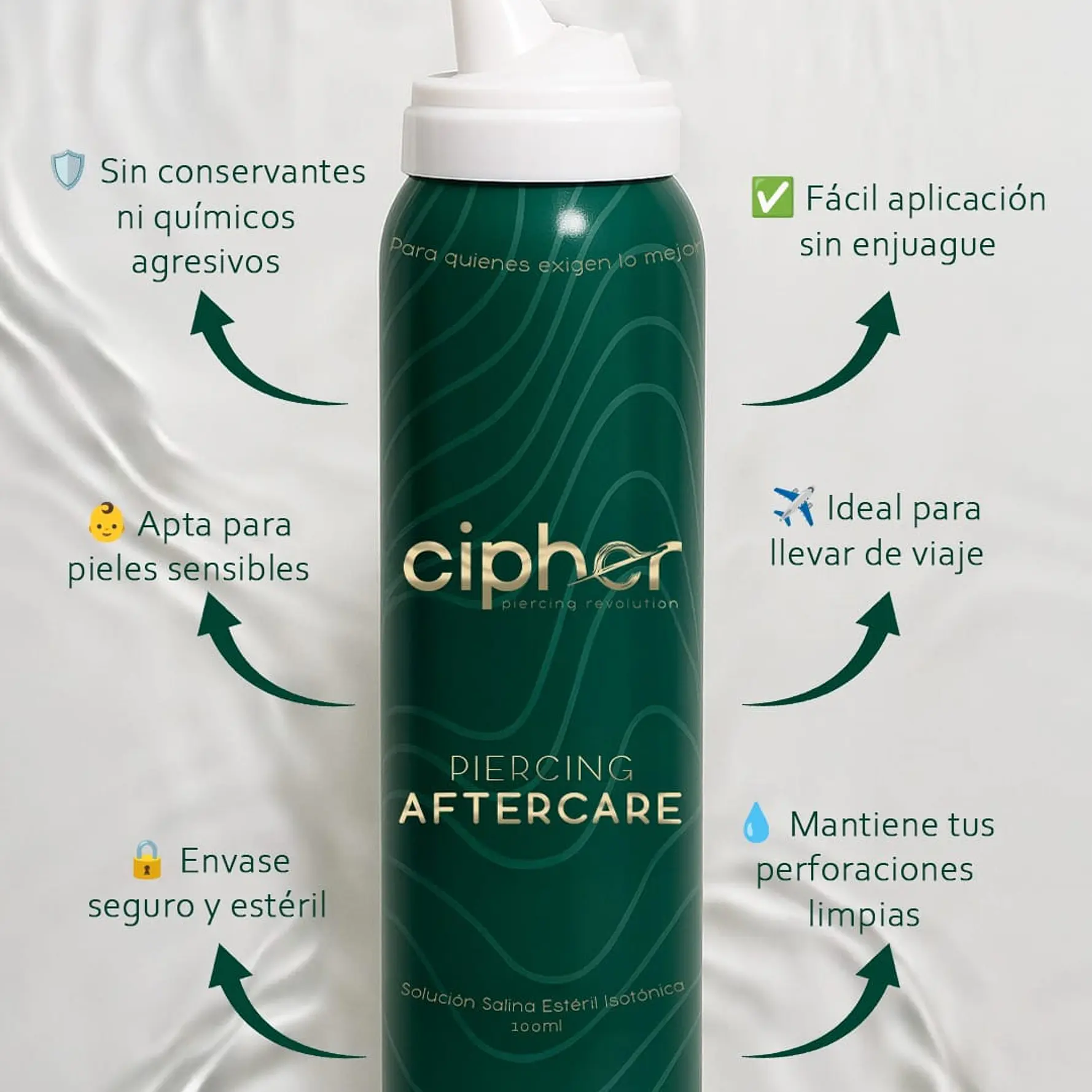 Cipher Piercing Aftercare 100ml – Solución Salina Estéril Isotónica 3