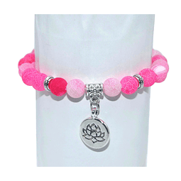 PULSERA ÁGATA ROSA FLOR LOTO SUERTE