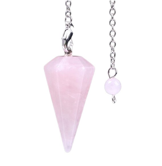 PÉNDULO CUARZO ROSA AMULETO PROTECCIÓN