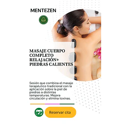 MASAJE CUERPO COMPLETO + PIEDRAS CALIENTES