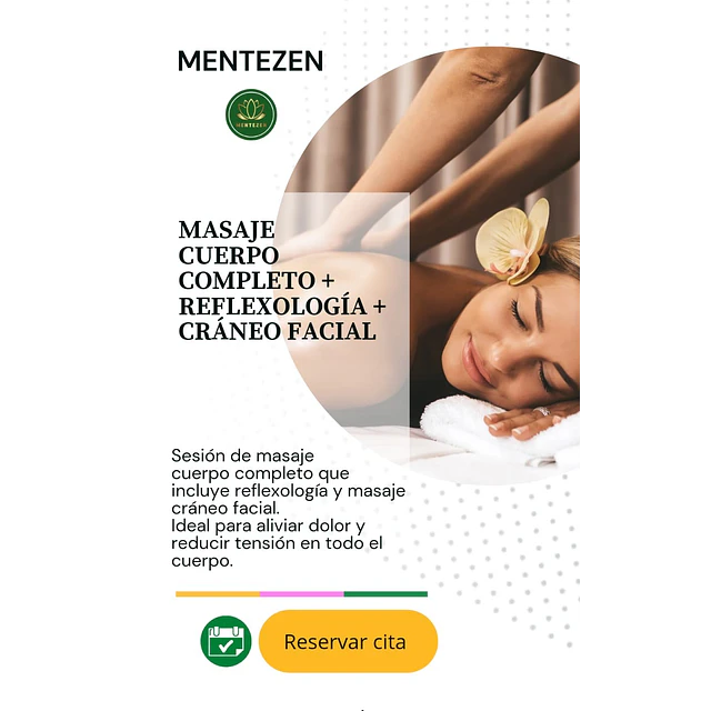 MASAJE COMPLETO + REFLEXOLOGÍA + CRÁNEO FACIAL