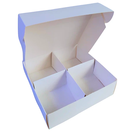 caja autoarmable con 4 divisiones 20x20x6