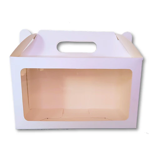 caja con asas y visor 25x13x14cm cartulina