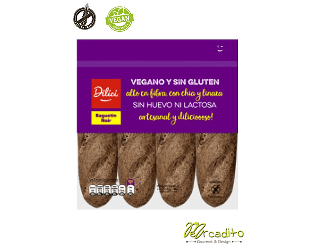 Baguetin Noir - Vegano, Sin Gluten, Sin Lactosa