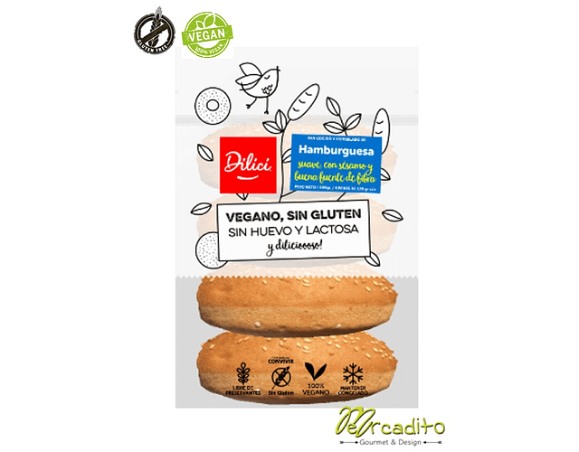 Pan de Hamburguesa - Vegano, Sin Gluten y Sin Lactosa