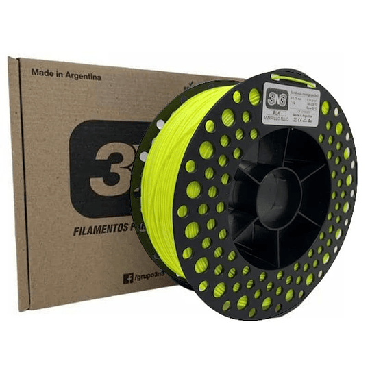 FILAMENTOS PLA AMARILLO FLUORESCENTE 1KG 3N3 | FILAMENTOS