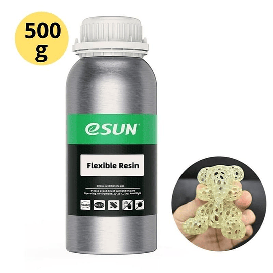 RESINA FLEXIBLE AMARILLA TRANSPARENTE PARA 3D 500g ESUN | RESINA