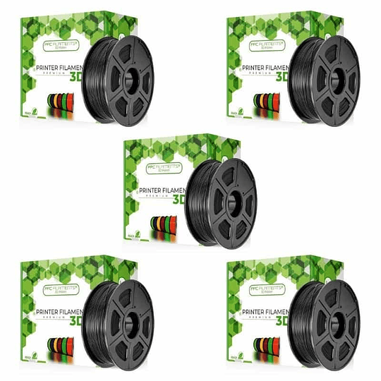 Pack 5 x Filamentos PLA+ Negro 1kg Ppc Filaments | Filamentos