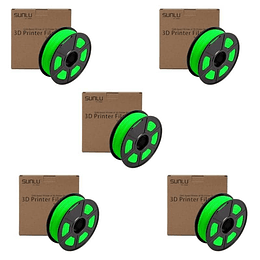 Pack 5 x Filamentos PLA Verde 1kg Sunlu | Filamentos