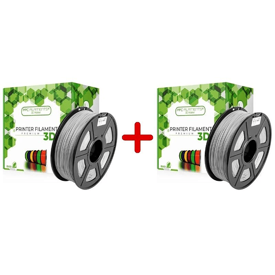 Pack 2 x Filamento PLA Plata 1kg Ppc Filaments | Filamentos