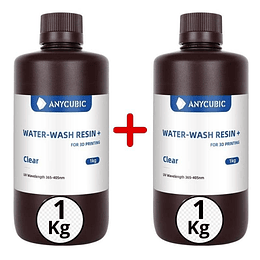 Pack 2 x Resina Lavable al Agua Transparente para Impresoras 3D 1000g Anycubic | Resinas