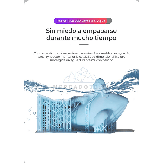 RESINA LAVABLE AL AGUA BLANCA PARA IMPRESORAS 3D 1000g CREALITY PLUS | RESINA