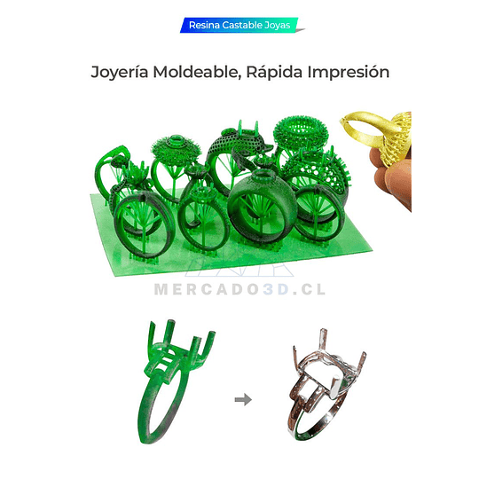 RESINA CASTABLE JOYA VERDE PARA IMPRESORAS 3D 500g CREALITY | RESINA