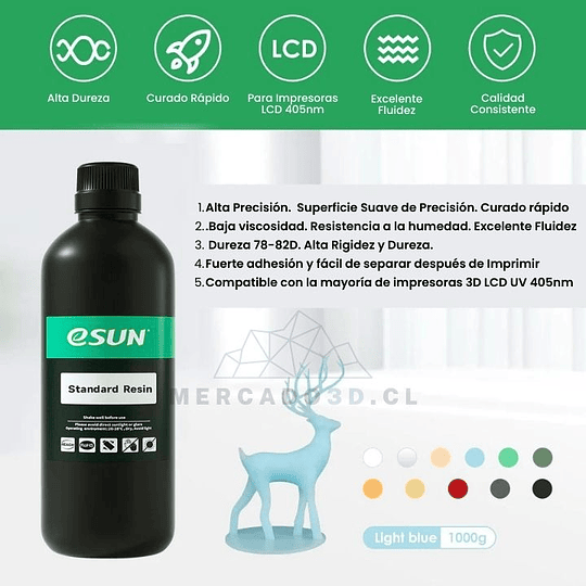 RESINA GRIS PARA IMPRESORAS 3D 500g ESUN | RESINA